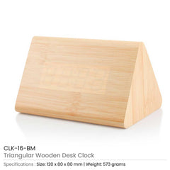 Custom Printed Triangular Wooden Desk Clock | Logo Branding Corporate Gift | UAE Delivery | Yalla Printing UAE
