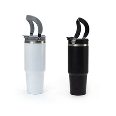 Custom Printed Tumbler With Handle And Straw Ss Double Wall 900Ml - Stainless Steel | Logo Branding Corporate Gift | UAE Delivery | Yalla Printing UAE