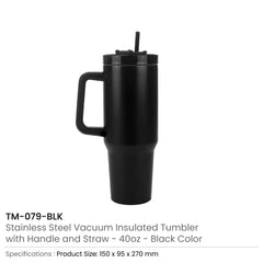 Tumblers With Handle And Straw In Stainless Steel 1200ml