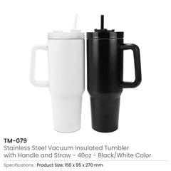 Mugs – Tumblers with Handle and Straw in Stainless Steel 1200ml | Custom Packaging Printing | Free Design Support | Yalla Printing UAE
