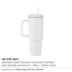 Tumblers With Handle And Straw In Stainless Steel 1200ml