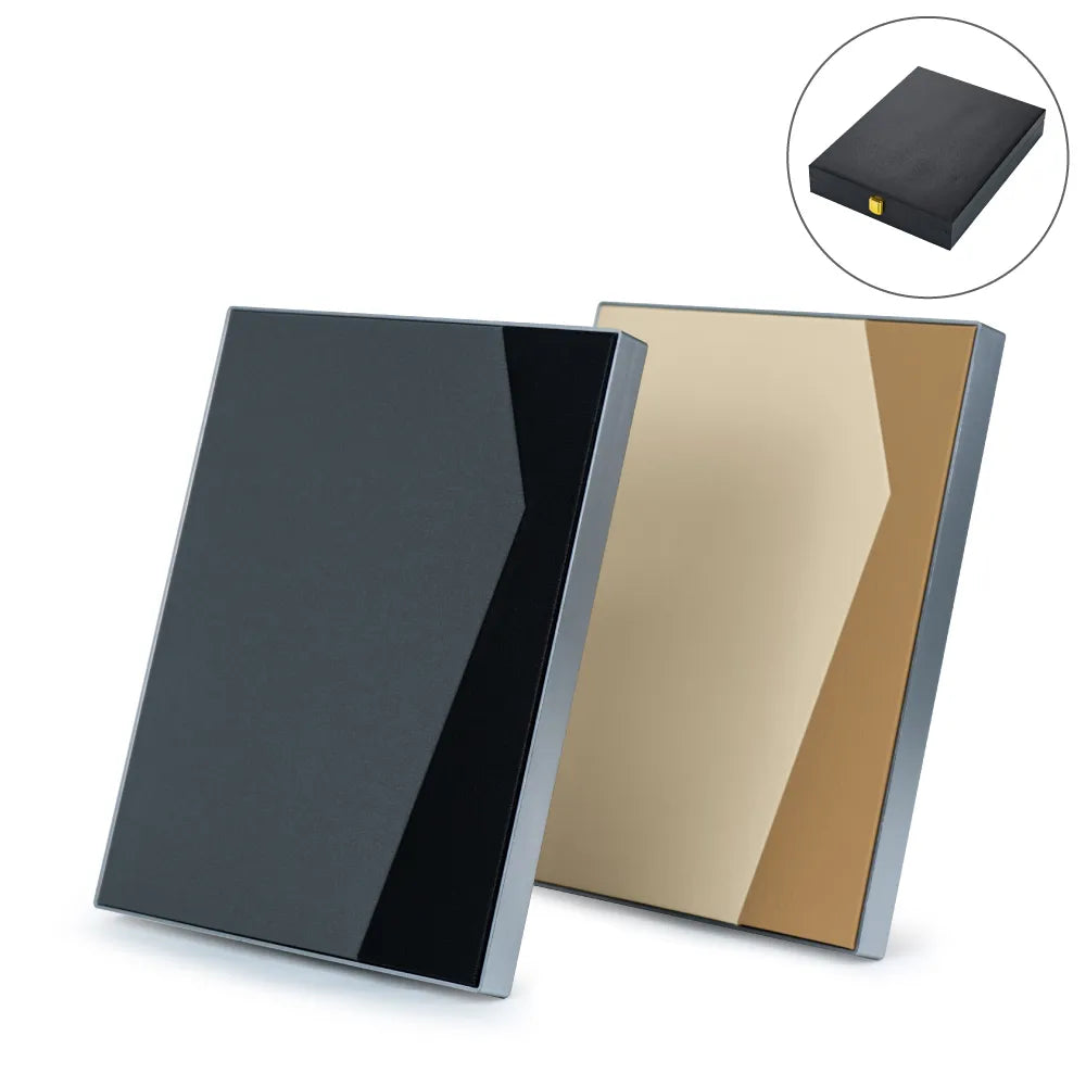 Custom Printed Two - Toned Pu Leather Awards With Aluminum Frame & Stand - B5 Size In Luxury Box | Custom Packaging Printing | Free Design Support | Yalla Printing UAE