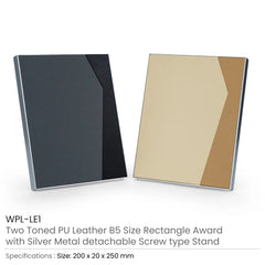 Custom Printed Two - Toned Pu Leather Awards With Aluminum Frame & Stand - B5 Size In Luxury Box | Custom Packaging Printing | Free Design Support | Yalla Printing UAE