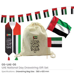 Custom Printed UAE Day Gift Sets In Drawstring Bag Gs - UAE - 06 A4 | Premium Signage & Display Printing | Free Design Support | Yalla Printing UAE