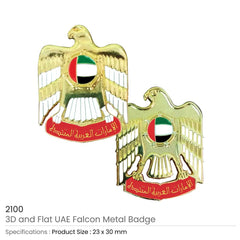 Custom Printed UAE Falcon Metal Badges - Stainless Steel | Exhibitions, Conferences, Corporate Events | Yalla Printing UAE