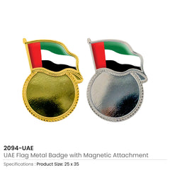 Custom Printed UAE Flag Design Badges In Metal With Attachment - Stainless Steel | Premium Signage & Display Printing | Free Design Support | Yalla Printing UAE