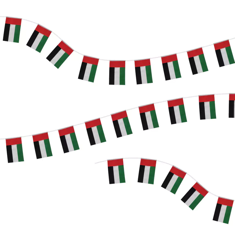 Custom Printed UAE String Flags And Flag Bunting 32Pcs | Exhibitions, Conferences, Corporate Events | Yalla Printing UAE