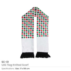 Custom Printed UAE Flag Knitted Scarf - Premium Polyester Fabric | Premium Signage & Display Printing | Free Design Support | Yalla Printing UAE