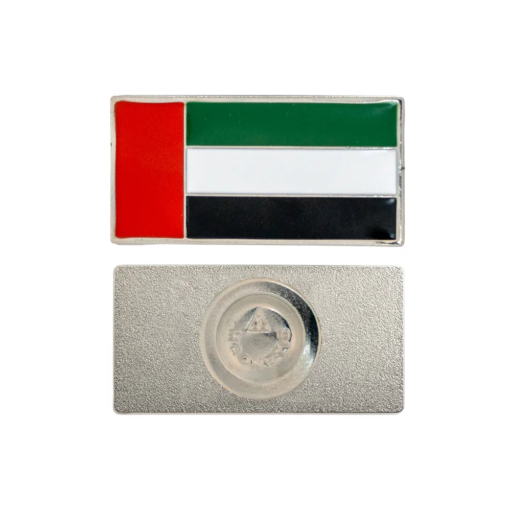 Custom Printed UAE Flag Metal Badges Rectangle With Magnet Attachment - Stainless Steel | Premium Signage & Display Printing | Free Design Support | Yalla Printing UAE