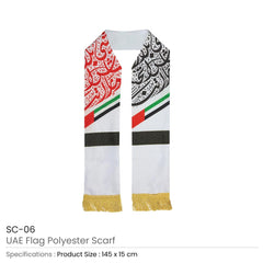 Custom Printed UAE Flag Polyester Scarf With Gold Tassel - Premium Polyester Fabric | Premium Signage & Display Printing | Free Design Support | Yalla Printing UAE