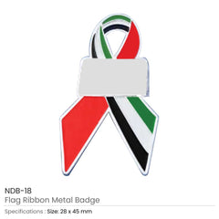 Custom Printed UAE Flag Ribbon Metal Badges - Stainless Steel | Exhibitions, Conferences, Corporate Events | Yalla Printing UAE