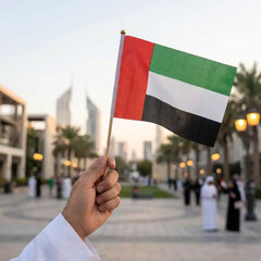 Custom Printed UAE Flags A4 Size with Wooden Pole