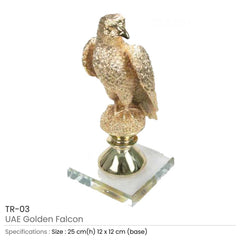 Custom Printed UAE Golden Falcon Trophy | Corporate Award & Recognition Gift | UAE Delivery | Yalla Printing UAE