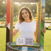 UAE National Day Golden Selfie Frame – 120 × 80 cm | “Dubai Frame Edition” 54th Eid Al Etihad Photo Booth Frame | Yalla Printing UAE