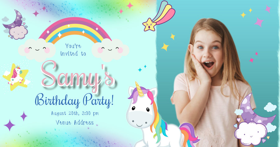 Magical Unicorn Rainbow" Personalized Birthday Banner - Enter a World of Enchantment! - Yalla Printing