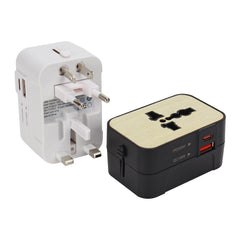 Custom Printed Fast Charging Universal Travel Adaptors 20W - Bamboo | Logo Branding Corporate Gift | UAE Delivery | Yalla Printing UAE