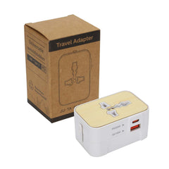 Custom Printed Fast Charging Universal Travel Adaptors 20W - Bamboo | Logo Branding Corporate Gift | UAE Delivery | Yalla Printing UAE