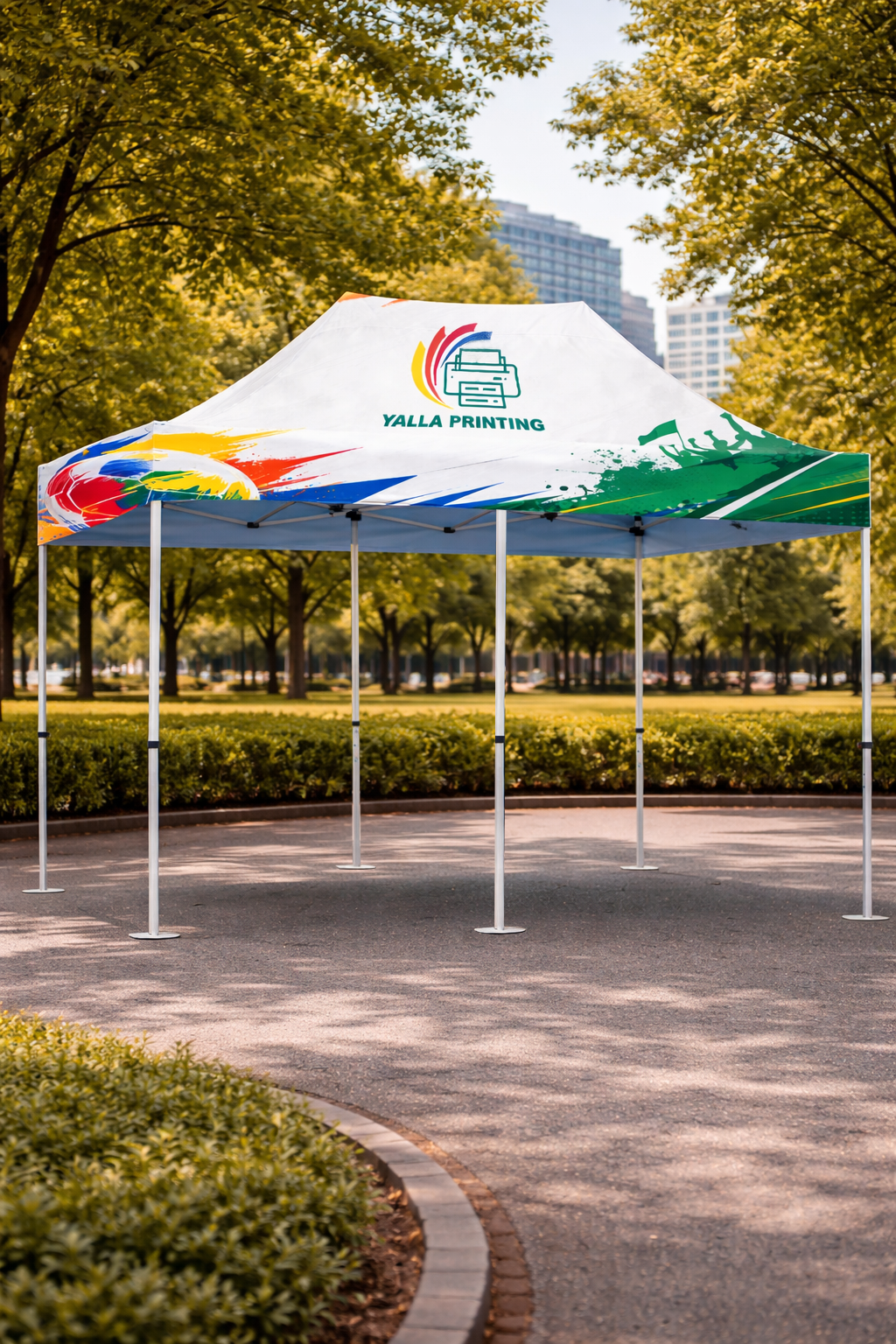 Custom Printed 6 x 3 Meter Canopy Tent with Structure – Satin Fabric Event Tent | Professional Business Printing | Free Design Support | Yalla Printing UAE