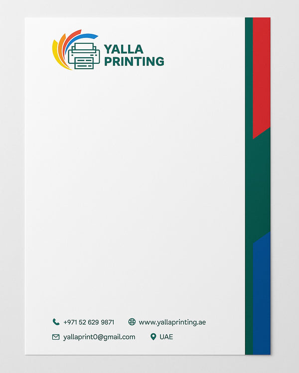 Premium A4 Single-Sided Letterhead Printing – Custom Design | Professional Business Stationery | Yalla Printing UAE