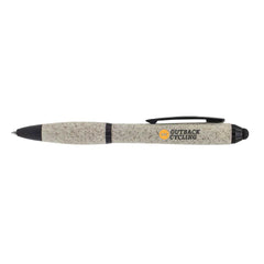 Custom Printed Wheat Straw Pens With Stylus | Logo Branding Corporate Gift | UAE Delivery | Yalla Printing UAE