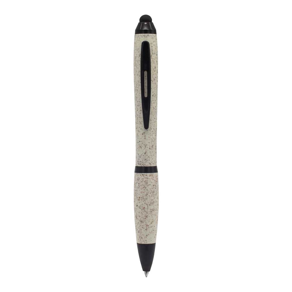 Custom Printed Wheat Straw Pens With Stylus | Logo Branding Corporate Gift | UAE Delivery | Yalla Printing UAE