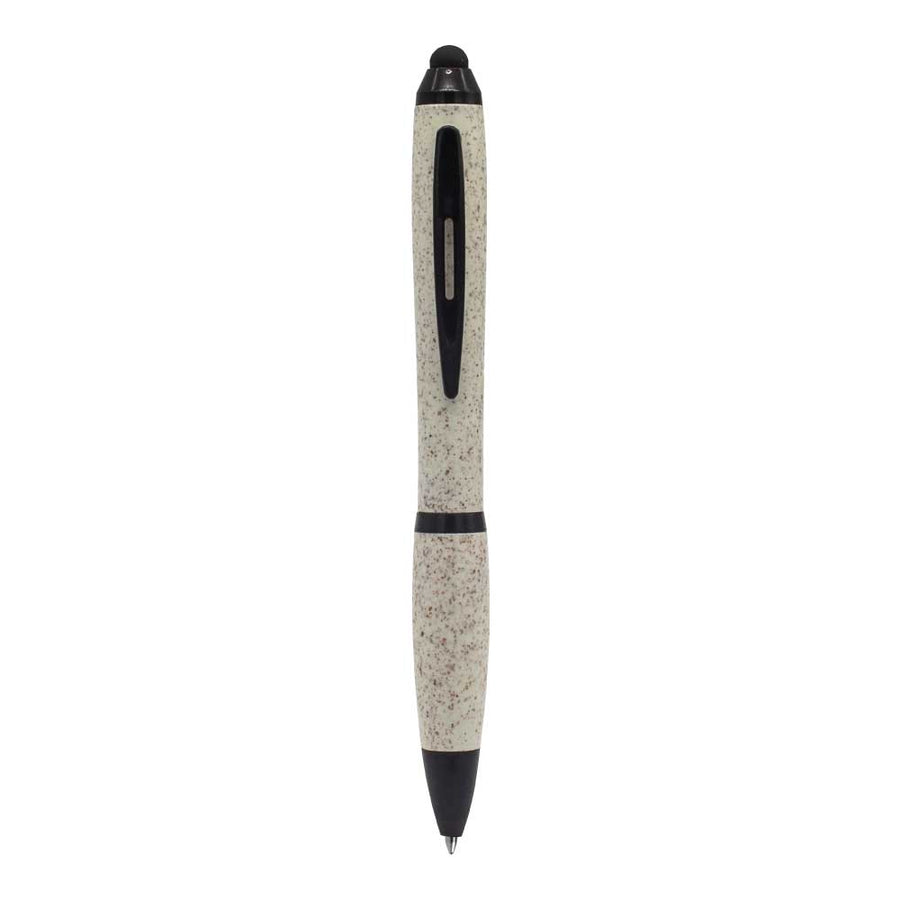 Custom Printed Wheat Straw Pens With Stylus | Logo Branding Corporate Gift | UAE Delivery | Yalla Printing UAE