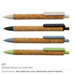 Wheat Straw And Cork Pens | Logo Branding Corporate Gift | UAE Delivery | Yalla Printing UAE