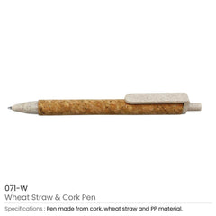 Wheat Straw And Cork Pens | Logo Branding Corporate Gift | UAE Delivery | Yalla Printing UAE