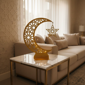 Ramadan Crescent Moon Metal Stand – 60 cm | Spray-Painted Finish | Edge LED Light Variant | Yalla Printing UAE