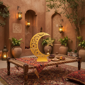 Ramadan Crescent Moon Metal Stand – 60 cm | Spray-Painted Finish | Edge LED Light Variant | Yalla Printing UAE