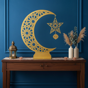 Ramadan Crescent Moon Metal Stand – 60 cm | Spray-Painted Finish | Edge LED Light Variant | Yalla Printing UAE