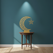 Ramadan Crescent Moon Metal Stand – 60 cm | Spray-Painted Finish | Edge LED Light Variant | Yalla Printing UAE
