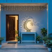 Ramadan Crescent Moon Metal Stand – 60 cm | Spray-Painted Finish | Edge LED Light Variant | Yalla Printing UAE