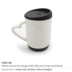 Custom Printed White Ceramic Mugs with Silicone Cap and Base | Logo Branding Corporate Gift | UAE Delivery | Yalla Printing UAE