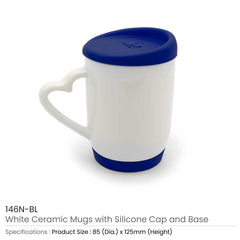 Custom Printed White Ceramic Mugs with Silicone Cap and Base | Logo Branding Corporate Gift | UAE Delivery | Yalla Printing UAE