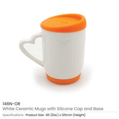 Custom Printed White Ceramic Mugs With Silicone Cap And Base - Ceramic | Logo Branding Corporate Gift | UAE Delivery | Yalla Printing UAE
