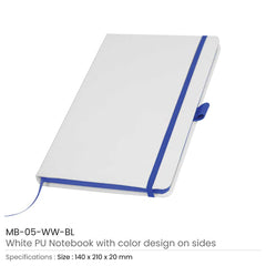 Custom Printed White Pu Leather Cover A5 Notebooks Band Bookmark Loop | Logo Branding Corporate Gift | UAE Delivery | Yalla Printing UAE