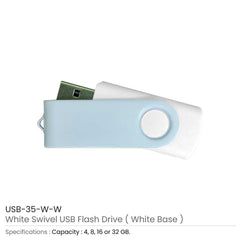 White Swivel USB Flash Drives | Professional Business Printing | Free Design Support | Yalla Printing UAE