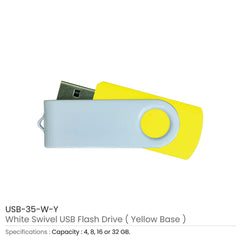 White Swivel USB Flash Drives | Professional Business Printing | Free Design Support | Yalla Printing UAE