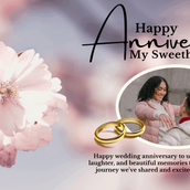 White Pink Couple Photo Anniversary Banner - Yalla Printing