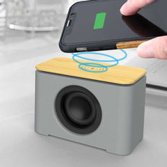 Custom Printed Wireless Charger Bt Speaker - Bamboo | Logo Branding Corporate Gift | UAE Delivery | Yalla Printing UAE