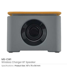 Custom Printed Wireless Charger Bt Speaker - Bamboo | Logo Branding Corporate Gift | UAE Delivery | Yalla Printing UAE