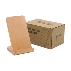 Custom Printed Eco - Friendly Bamboo 10W Wireless Charger Stand - Bamboo | Logo Branding Corporate Gift | UAE Delivery | Yalla Printing UAE