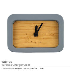 Custom Printed Wireless Charger With Clock - Bamboo | Exhibitions, Conferences, Corporate Events | Yalla Printing UAE