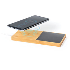 Custom Printed Eco - Friendly Wireless Charger With Mug Warmer - Bamboo | Logo Branding Corporate Gift | UAE Delivery | Yalla Printing UAE