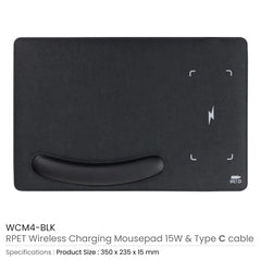 Custom Printed RPET Wireless Charging Mousepads 15W And Type - C - Eco - Friendly RPET | Logo Branding Corporate Gift | UAE Delivery | Yalla Printing UAE