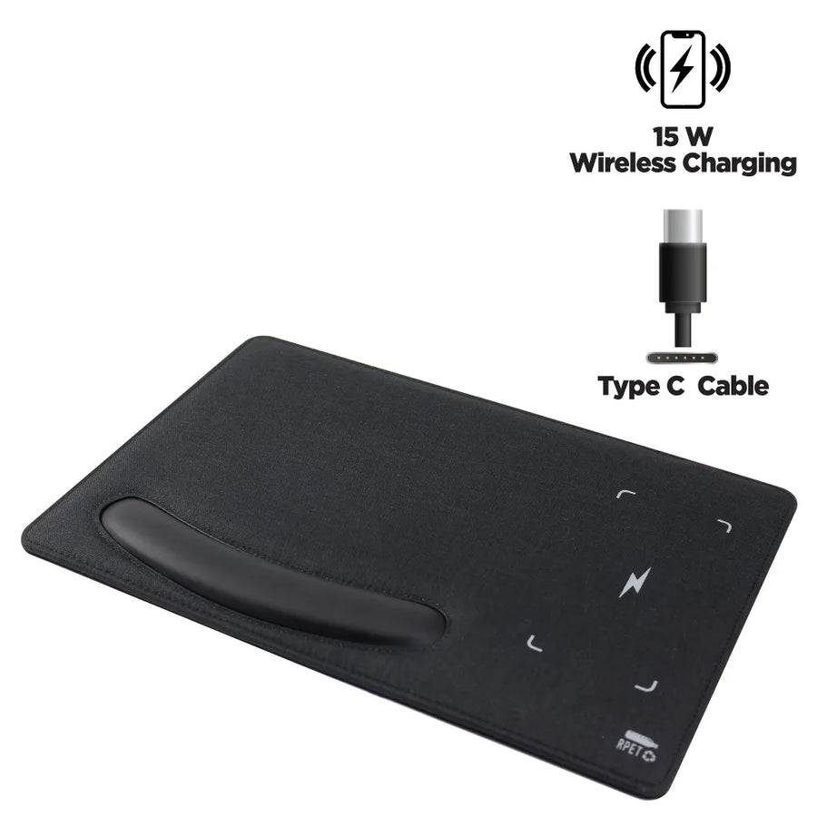 Custom Printed RPET Wireless Charging Mousepads 15W And Type - C - Eco - Friendly RPET | Exhibitions, Conferences, Corporate Events | Yalla Printing UAE