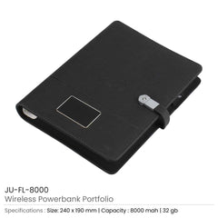 Wireless Powerbank Portfolio with USB and Light up Logo