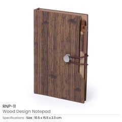 Custom Printed Wood Design Notebook with Sticky Note and Pen | Logo Branding Corporate Gift | UAE Delivery | Yalla Printing UAE