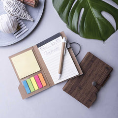 Custom Printed Wood Design Notebook with Sticky Note and Pen | Logo Branding Corporate Gift | UAE Delivery | Yalla Printing UAE